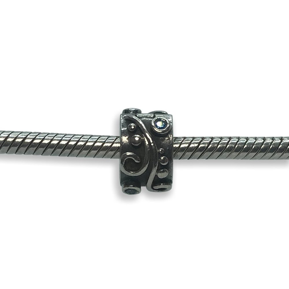 Pandora Swirl Silver & Blue CZ Clip